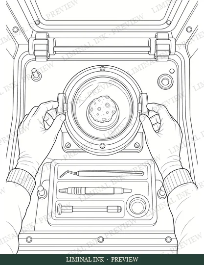 A Lunar Specimen, line art with a Liminal Ink preview watermark.
